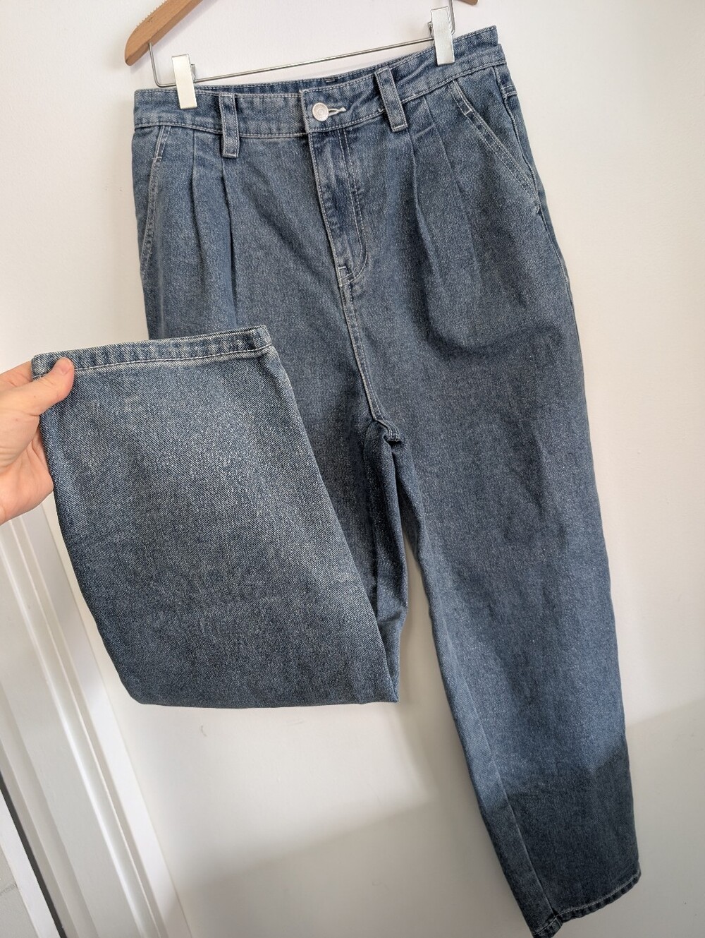 Peacebird XL Glitter Jeans High Waisted Relaxed Fit Straight Leg Pleated Sparkle